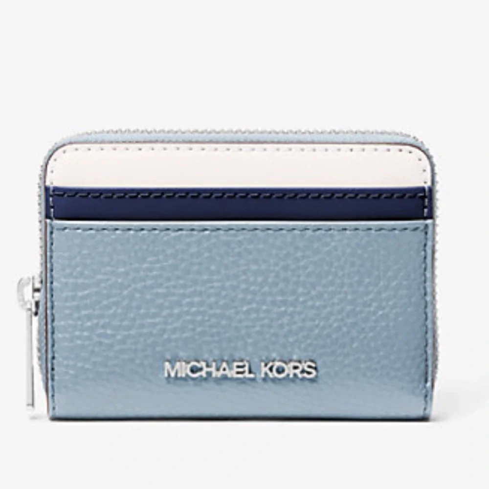 Michael Kors Jet Set Travel Md Zip Around Color-Block Wallet Card Case  Pale Bl